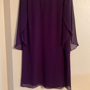 MSK purple chiffon sleeve shift dress